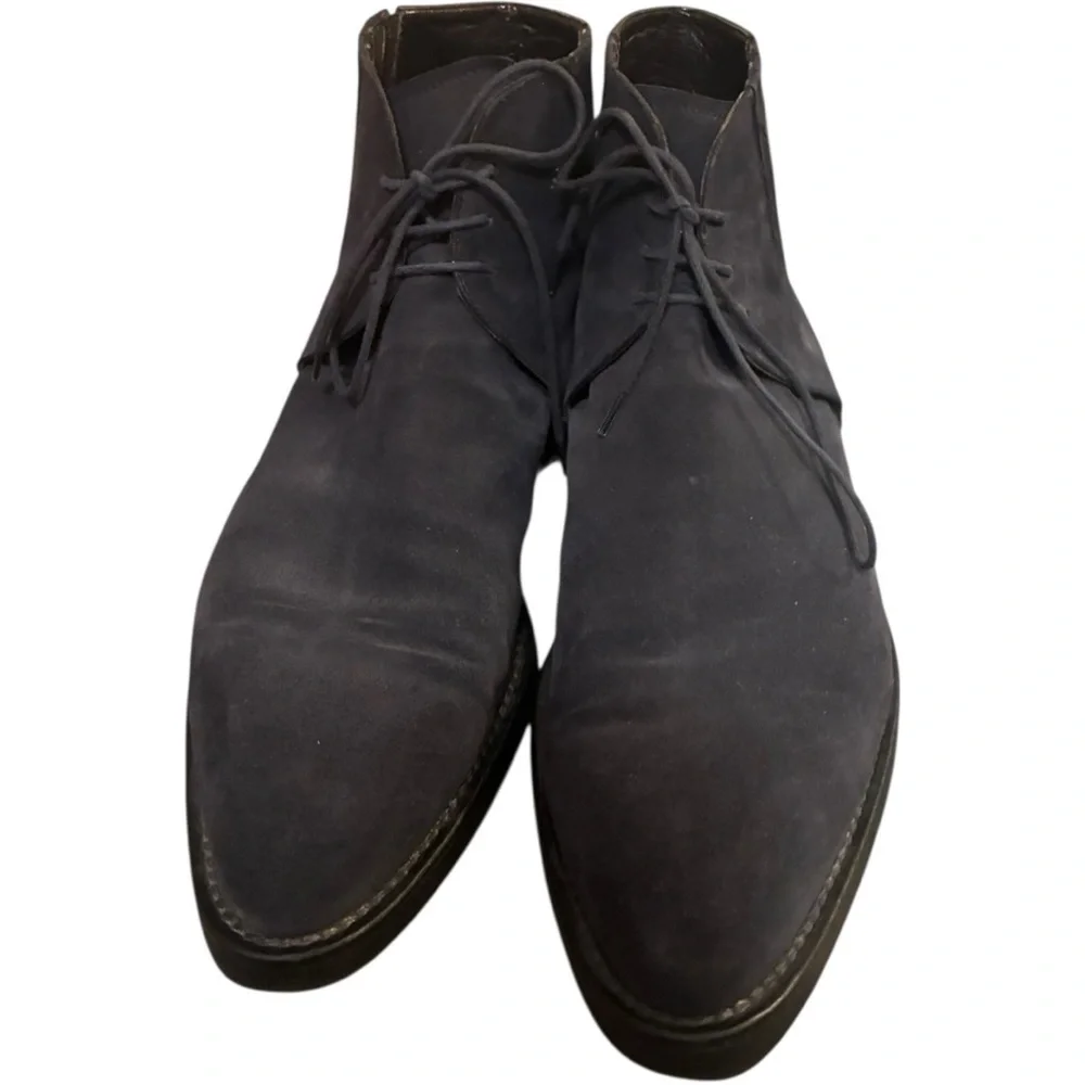 Cesare Paciotti Navy Blue Suede Lace-Up Chelsea Ankle Boots Size EU 40 US 7